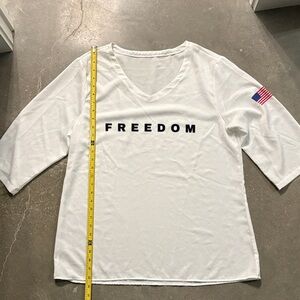 White Freedom Graphic Top